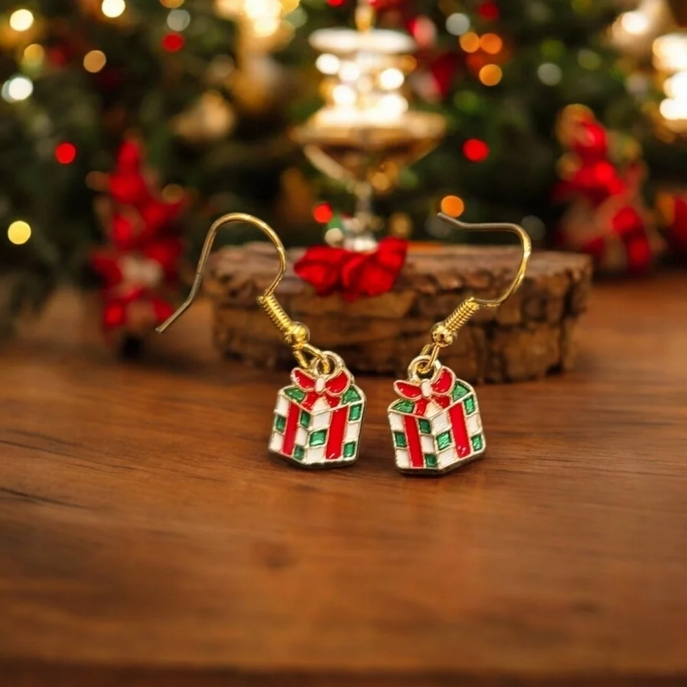 Christmas Gift Festive Holiday Dangle Earrings